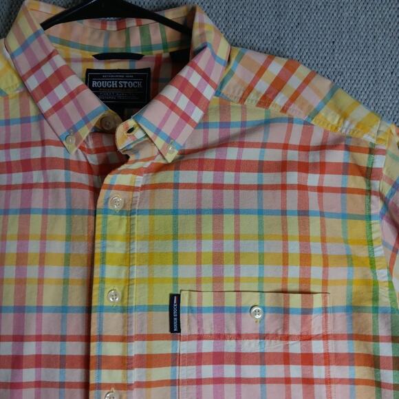 Panhandle Slim Rough Stock Shirt Mens XL Yellow Plaid Western Dress Button Down - Picture 5 of 14